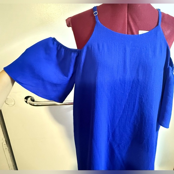 C Brand Royal Blue Dress Cold Shoulder - Picture 2 of 7